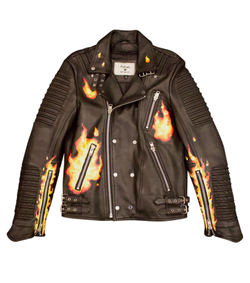Le Feu Painted Leather Biker Jacket