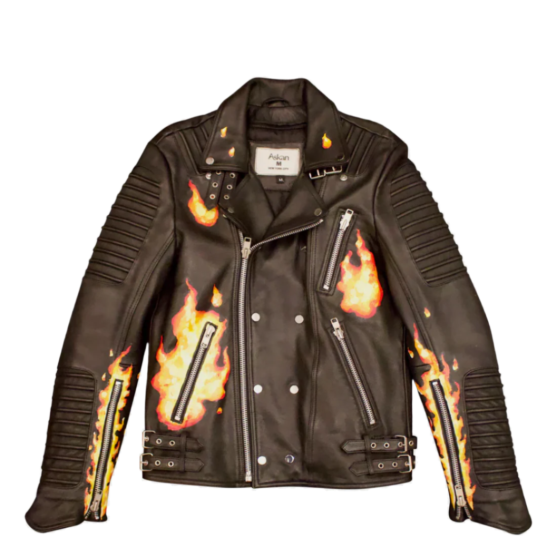Le Feu Painted Leather Biker Jacket