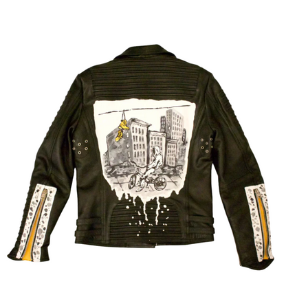 Ride Slow Painted Biker Leather Jacket