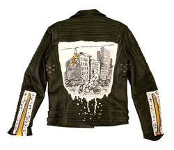 Ride Slow Painted Biker Leather Jacket