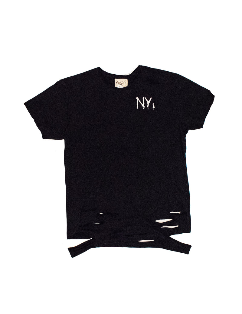 Oversized NY Spray Paint Distressed Tee